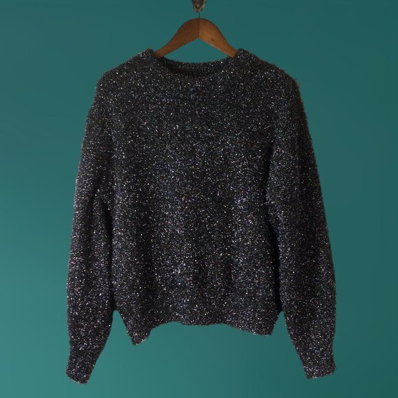 H&M Black and Silver Oversized Pullover Sweater Size Small - Picture 1 of 6